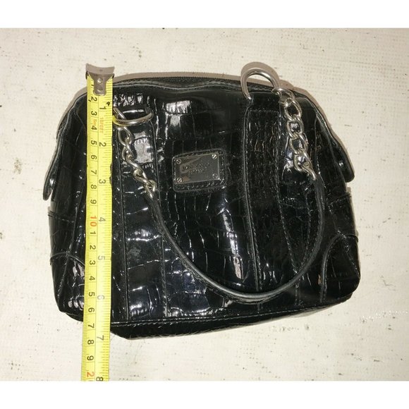 Liz Claiborne Black HandBag Purse Faux Croc Leather Inside Pockets - Picture 7 of 8